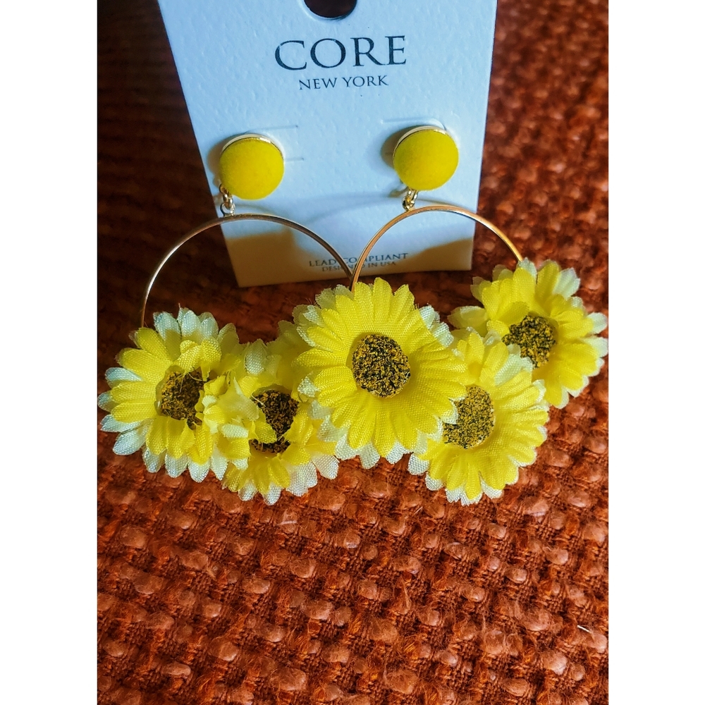 Yellow Daisy Flower Earrings